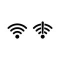 Wi-fi icon set. Wireless technology collection. Black wifi pictogram group. Royalty Free Stock Photo